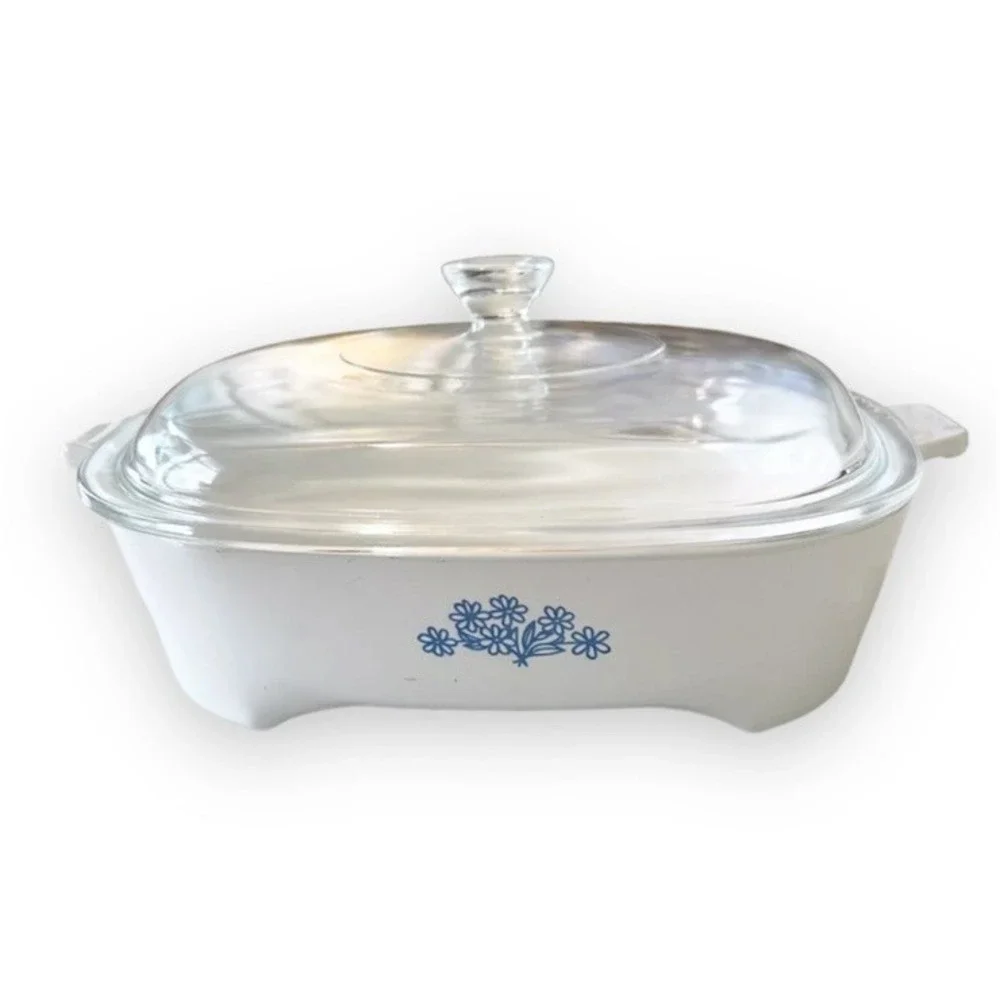 Corningware Blue Cornflower 68-8000 Small Square Casserole W/Lid Montgomery Ward